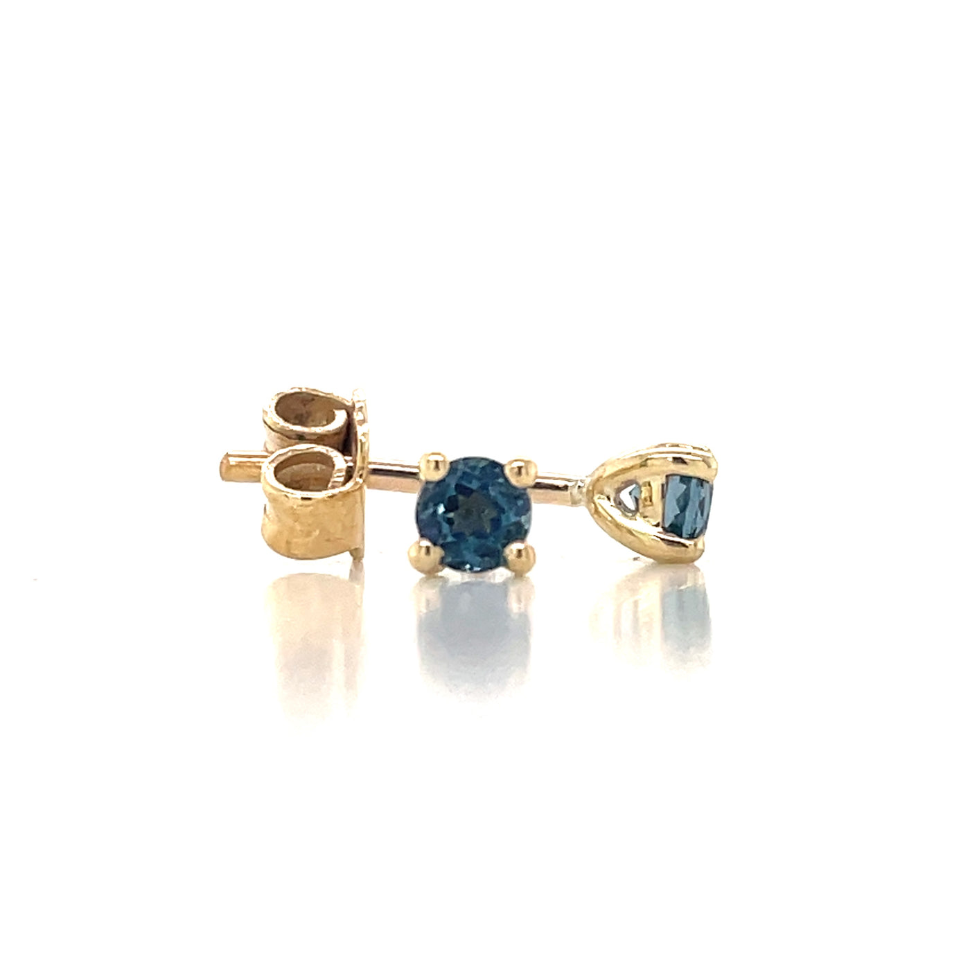 9K Yellow Gold 3mm London Blue Topaz Stud Earrings john-franich-jewellers-nz