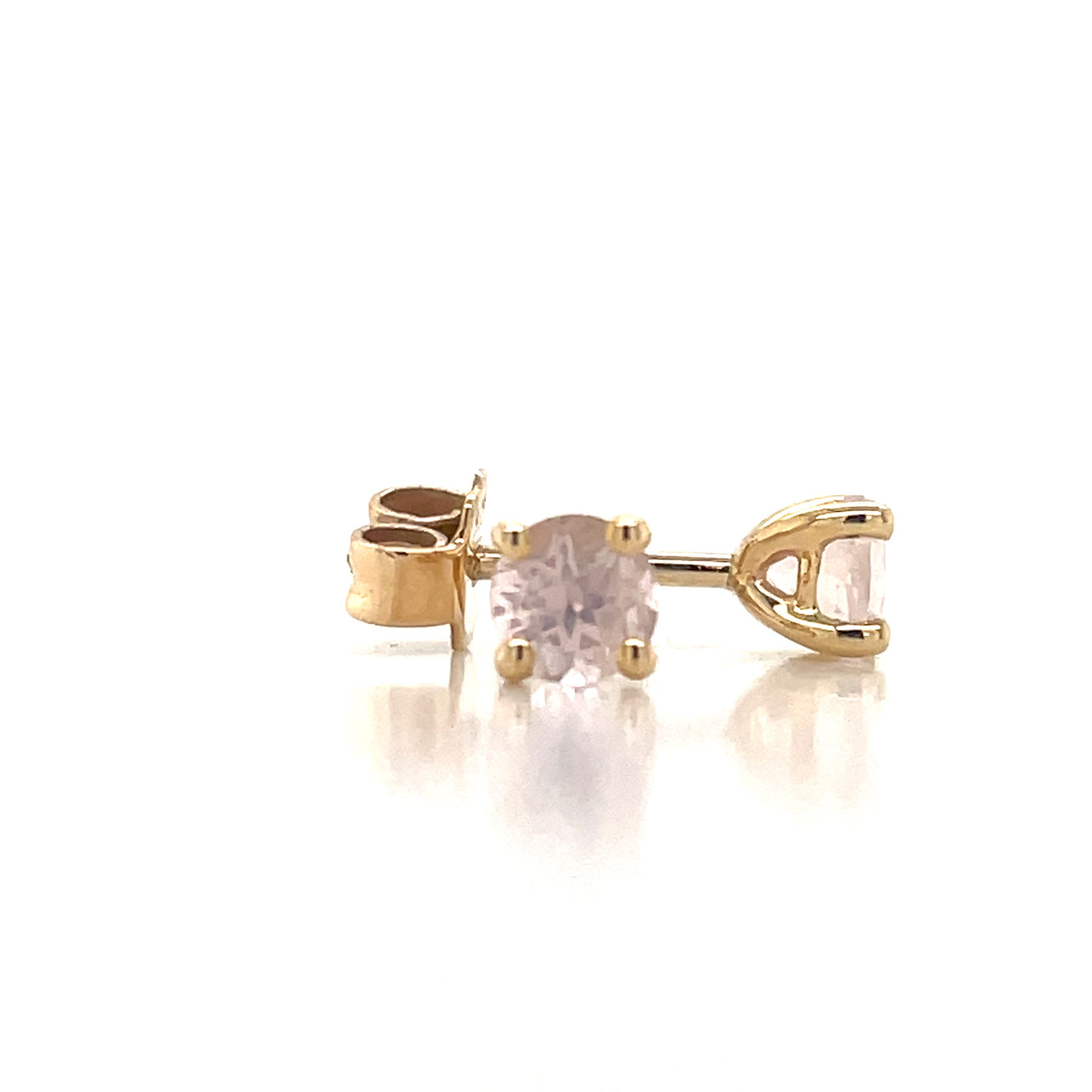 9K Yellow Gold 4mm Rose Quartz Stud Earrings john-franich-jewellers-nz