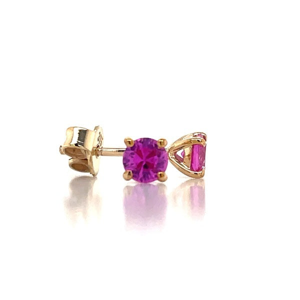 9K Yellow Gold Synthetic Pink Sapphire Stud Earrings john-franich-jewellers-nz