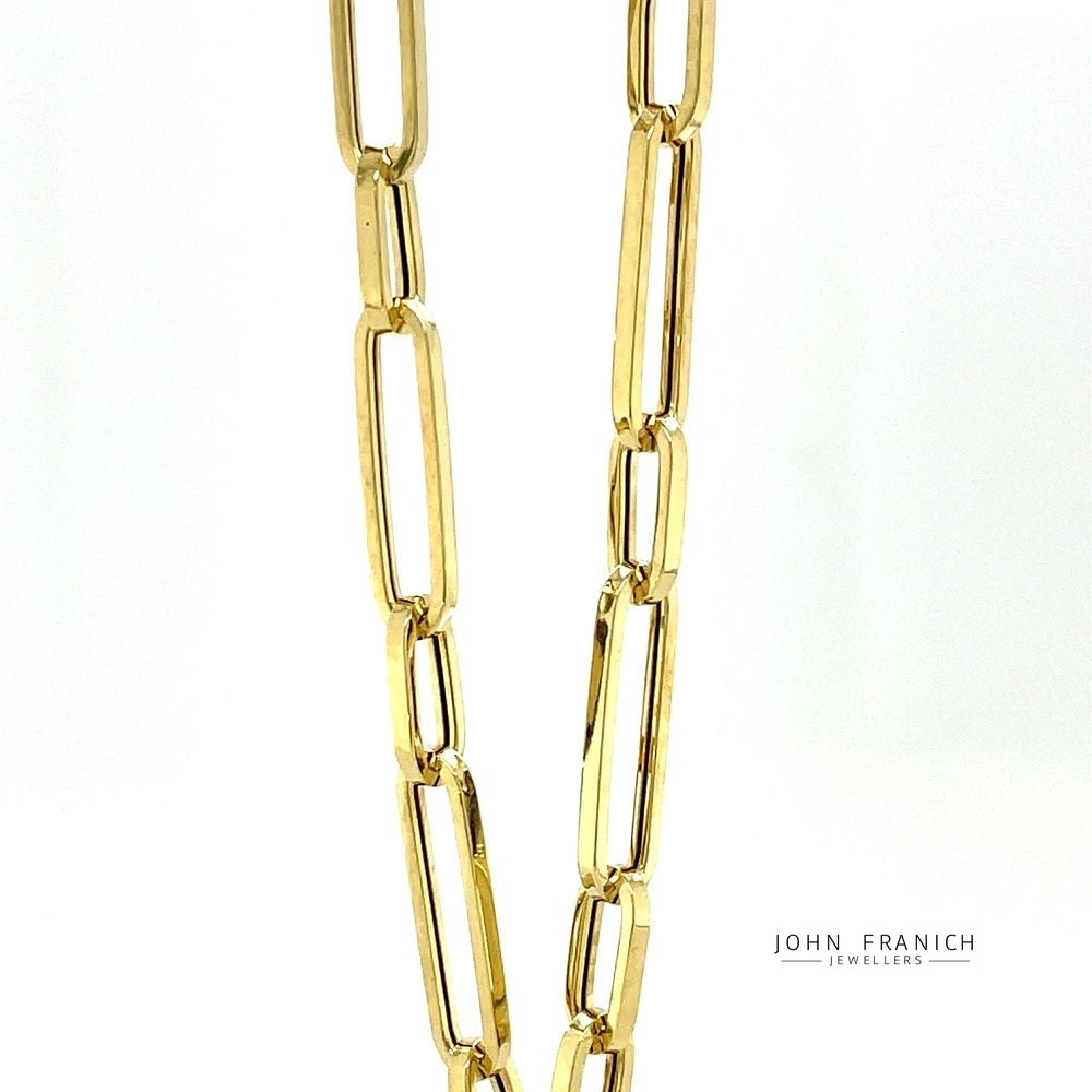 9K Yellow Gold Hollow PaperLink Necklace john-franich-jewellers-nz