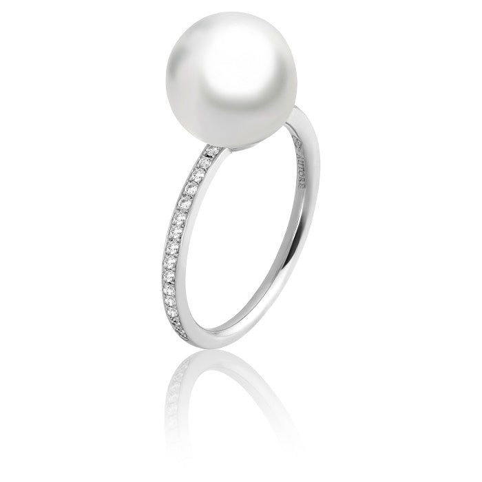 Autore 18K White Gold South Sea Pearl & Diamonds Ring