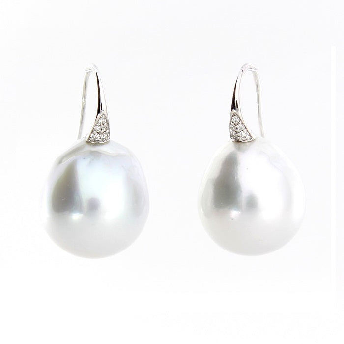 Autore 18K White Gold South Sea Baroque Pearl & Diamonds Earrings