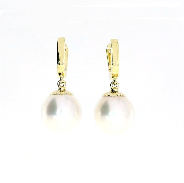 Autore 18k Yellow Gold South Sea Pearl Huggie Earrings john-franich-jewellers-nz