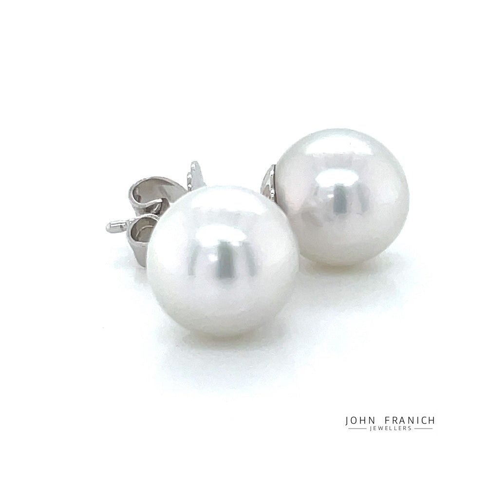 Autore 18k White Gold 8mm Pearl Stud Earrings john-franich-jewellers-nz