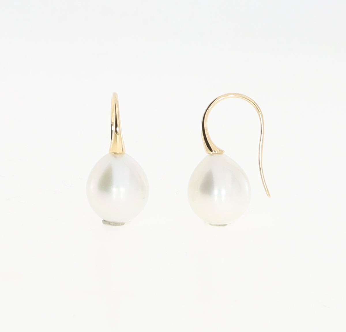Autore 18k Rose Gold 10mm Oval White Pearl Hook Earrings john-franich-jewellers-nz