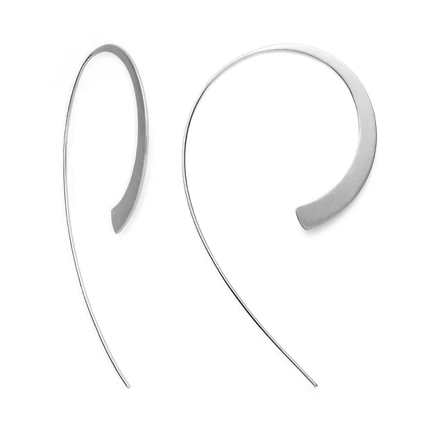 Bastian SS Satin/Matt Hoop Long Thread Earrings john-franich-jewellers-nz