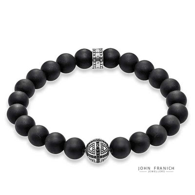 THOMAS SABO OBSIDIAN BCZ CROSS BRACELET 19CM