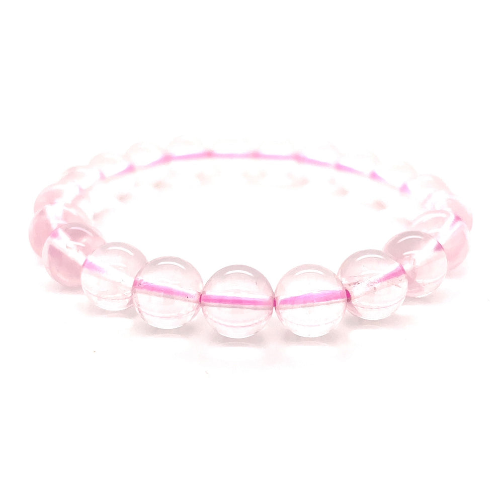 Rose Quartz Beads Stretch Bracelet john-franich-jewellers-nz