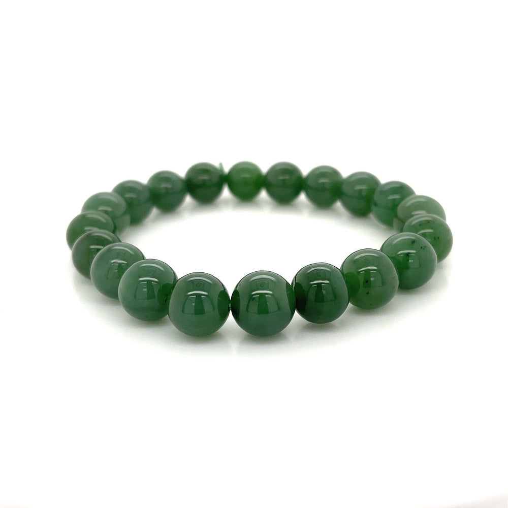 Greenstone 23 x 8mm Beads Stretch Bracelet