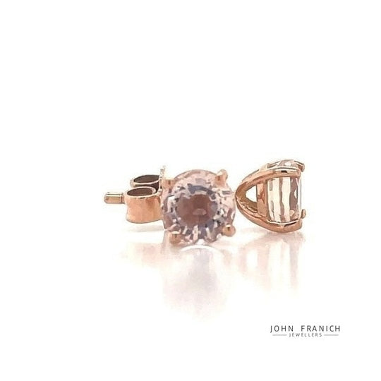 9K Rose Gold Morganite Stud Earrings